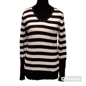 Massimo - black/white striped long sleeve sweater Medium